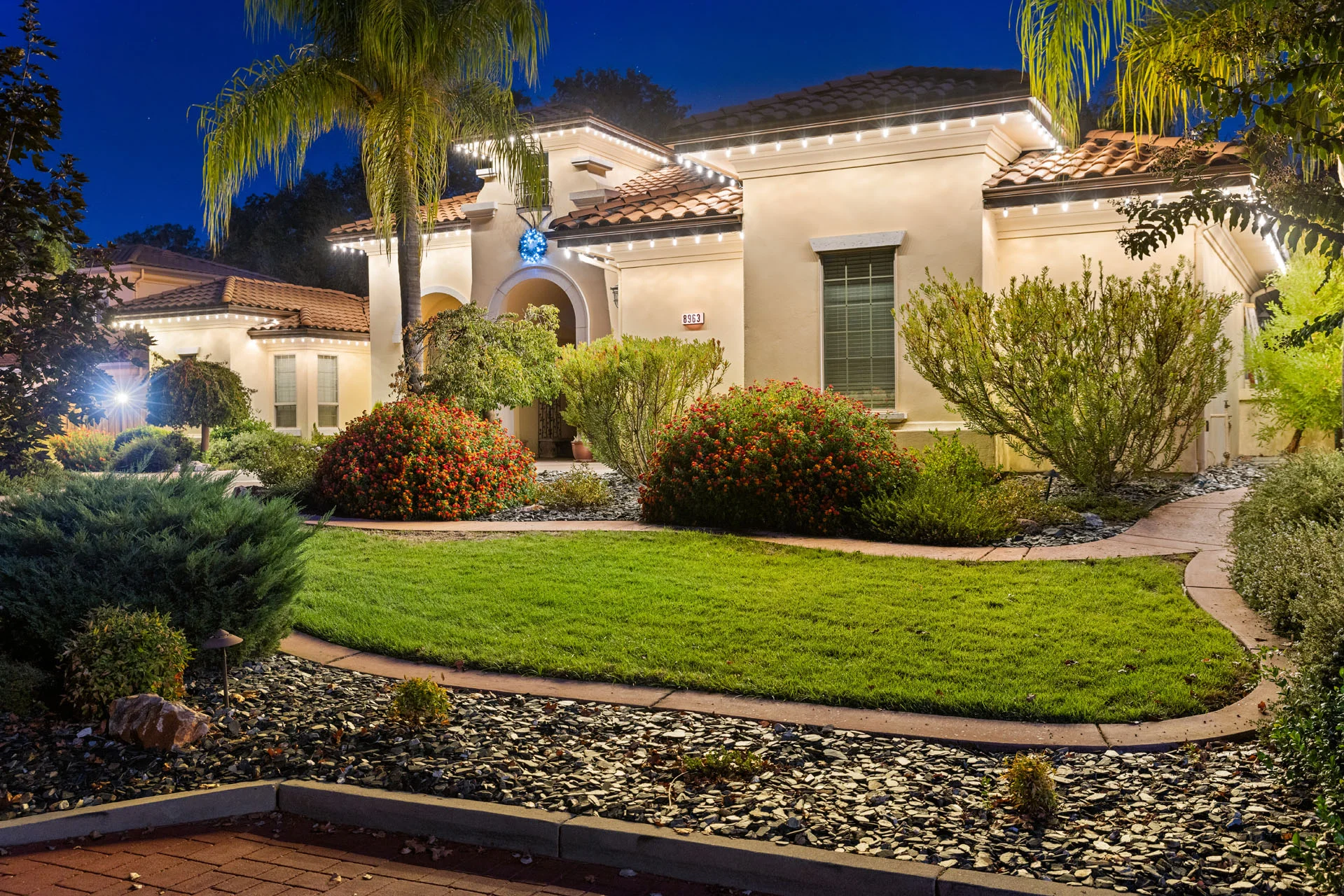 Properly installed outdoor GFCI outlet for Christmas lights on a Sacramento home