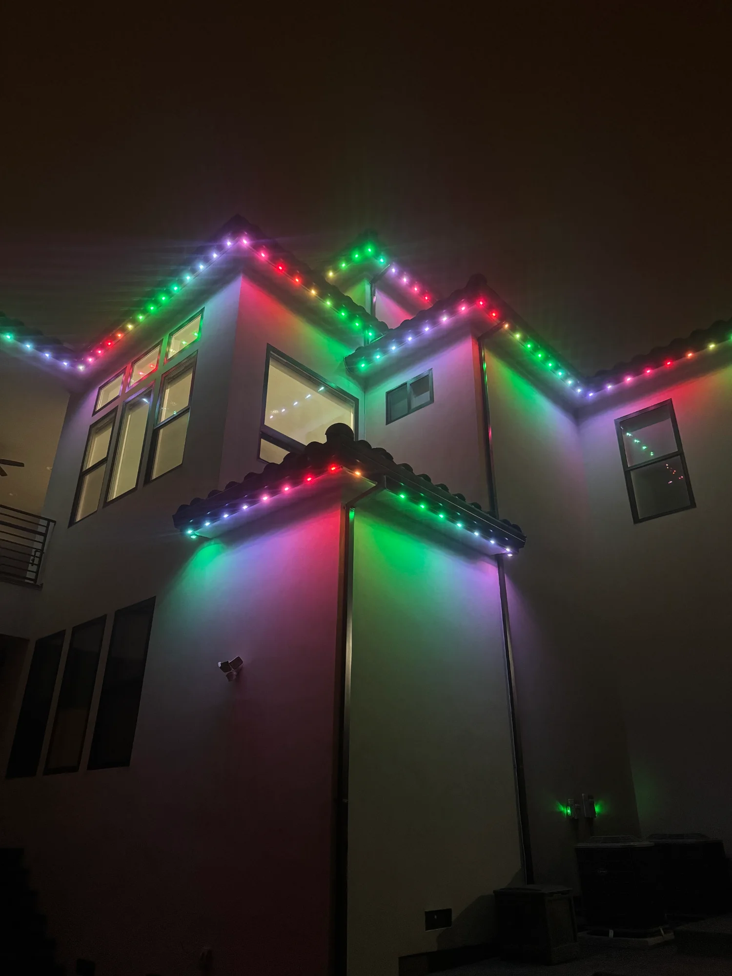 Permanent lighting used for a non-holiday celebration on a Sacramento home