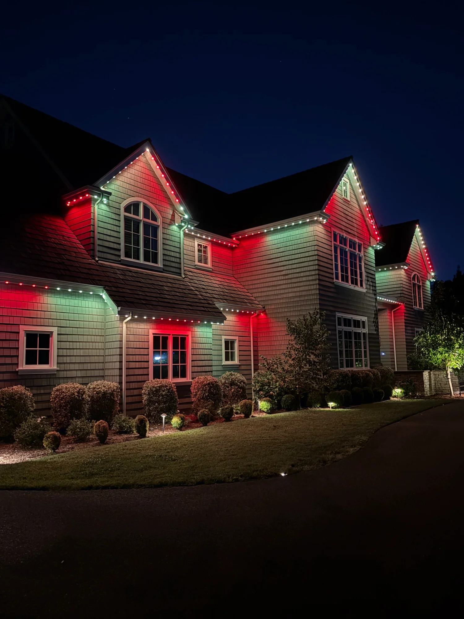 Sacramento home lit up in red and white for the season