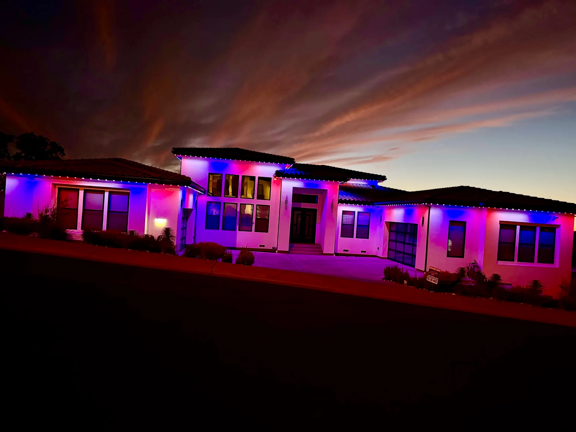 Christmas lights on a custom estate home in Folsom, California