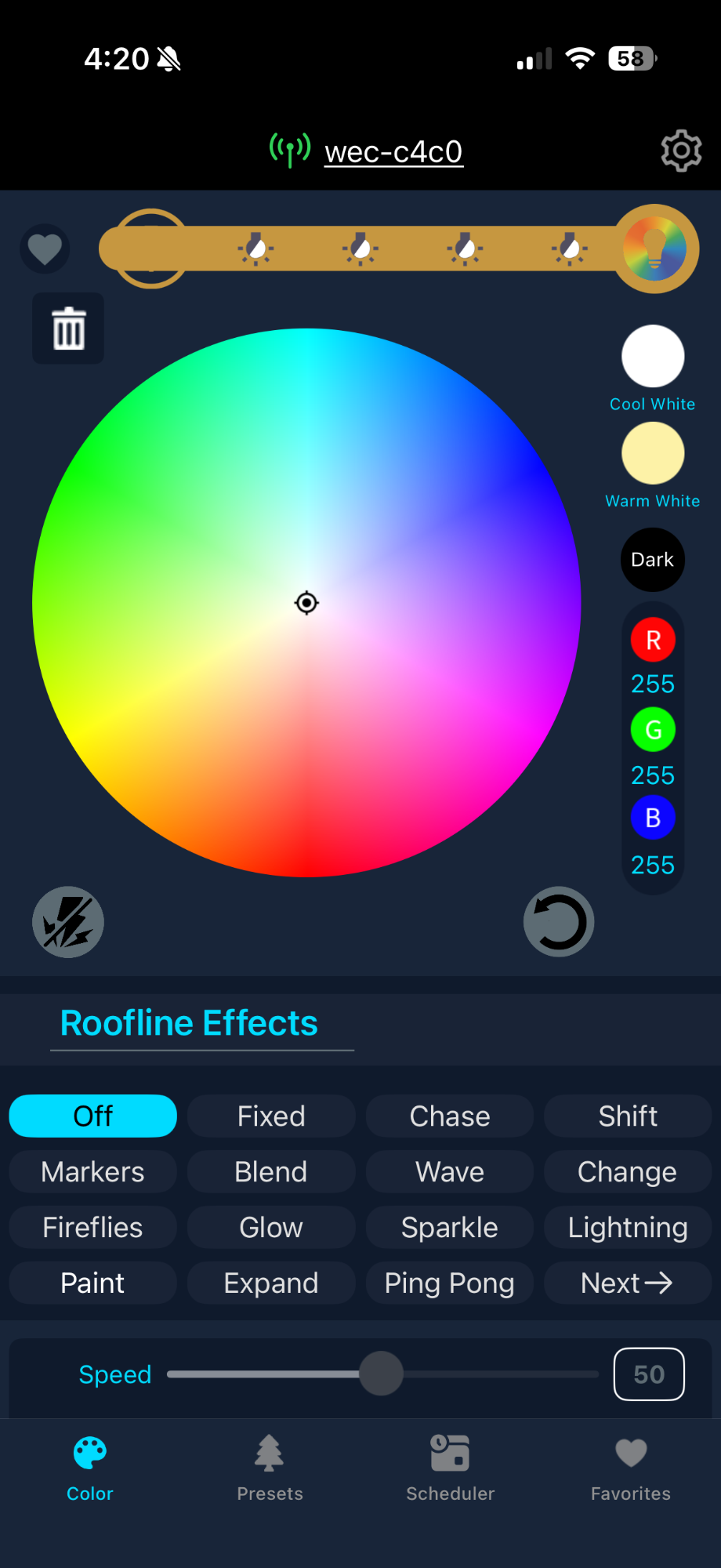 App controlled permanent lighting for a 55+ homeowner in West Roseville