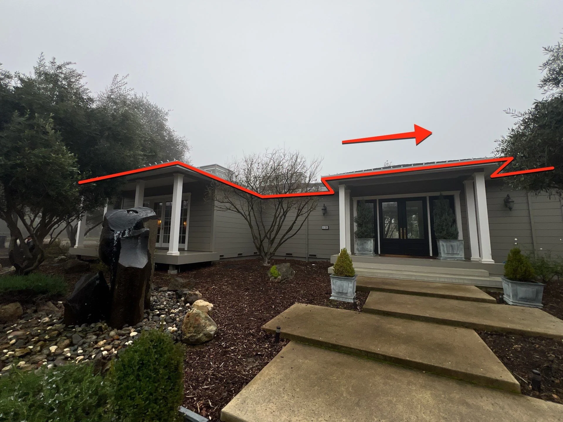 Large single-story home with multiple roof planes in Loomis, California