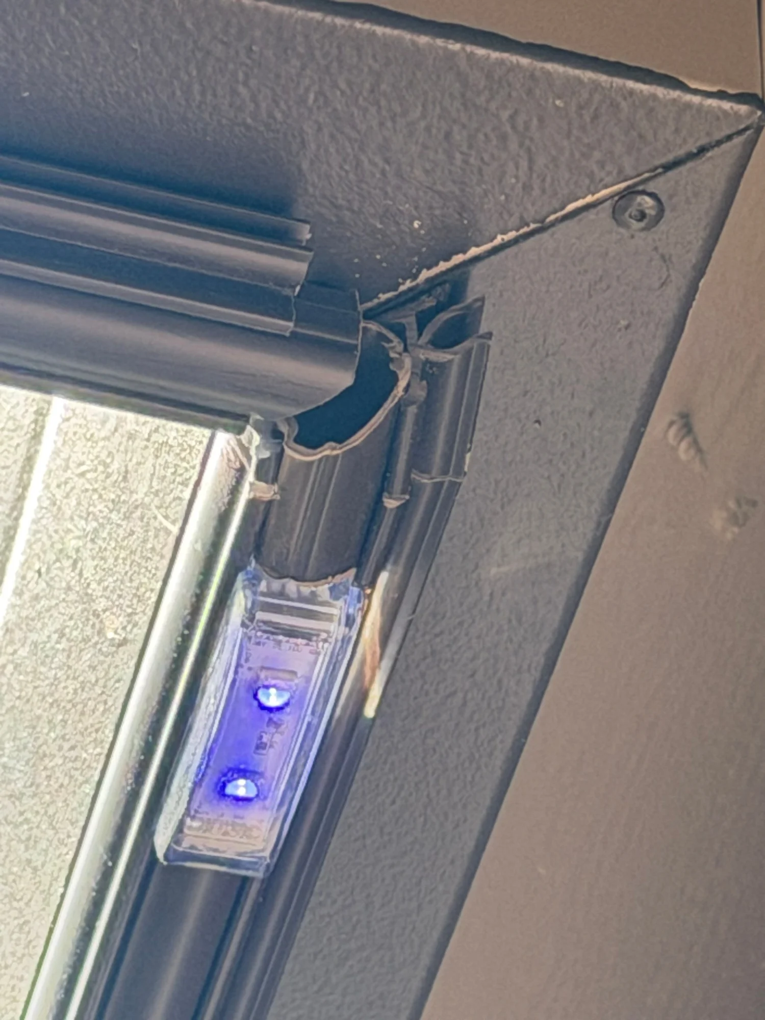 Close up of lit permanent lighting pebbles on a Folsom home